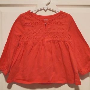 OshKosh B'gosh Girls Long Sleeve Coral Top - Size 6X